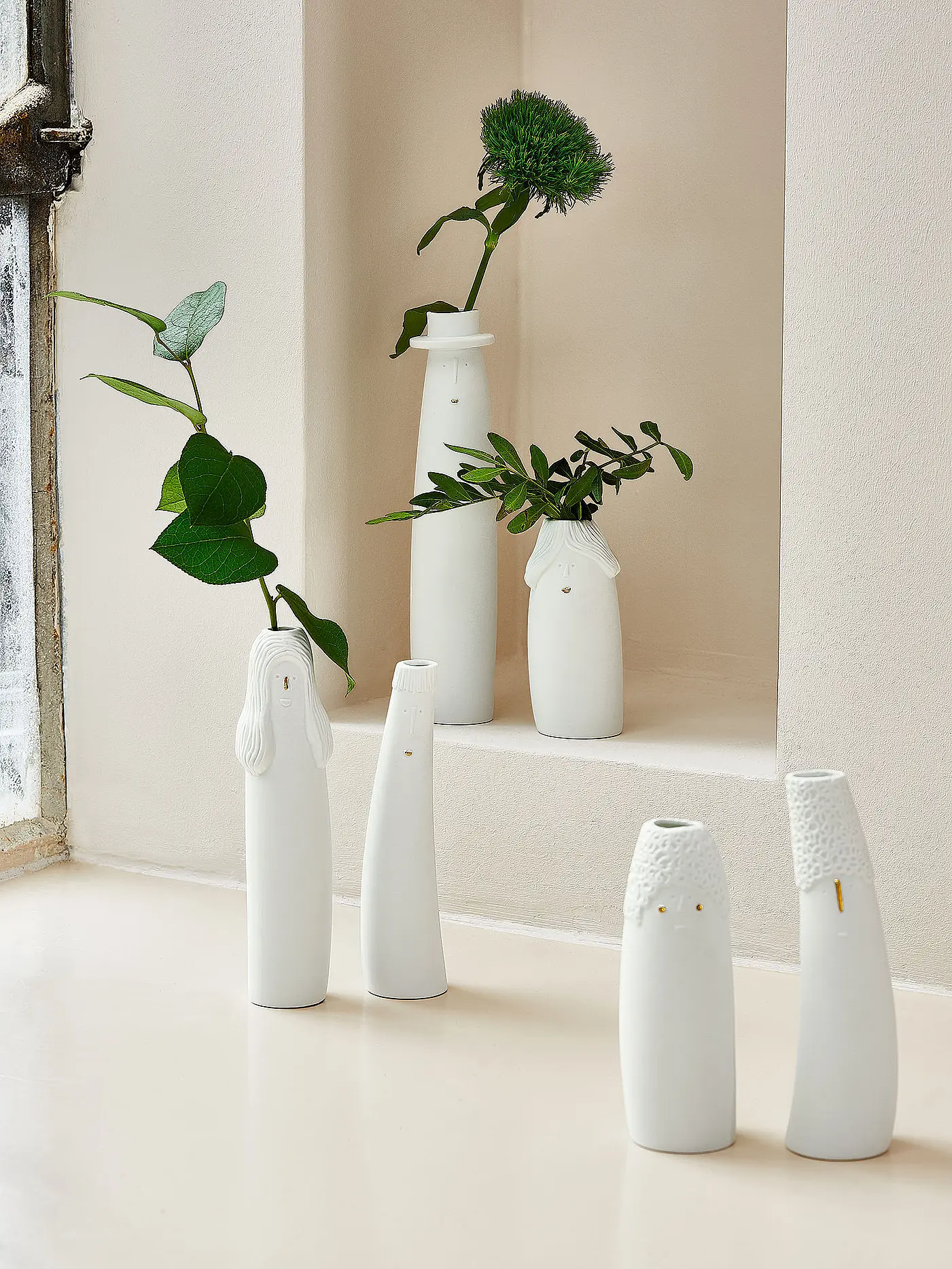 RAEDER | Vase 2er Set FAMILIENBANDE VATER & MUTTER Weiss | 